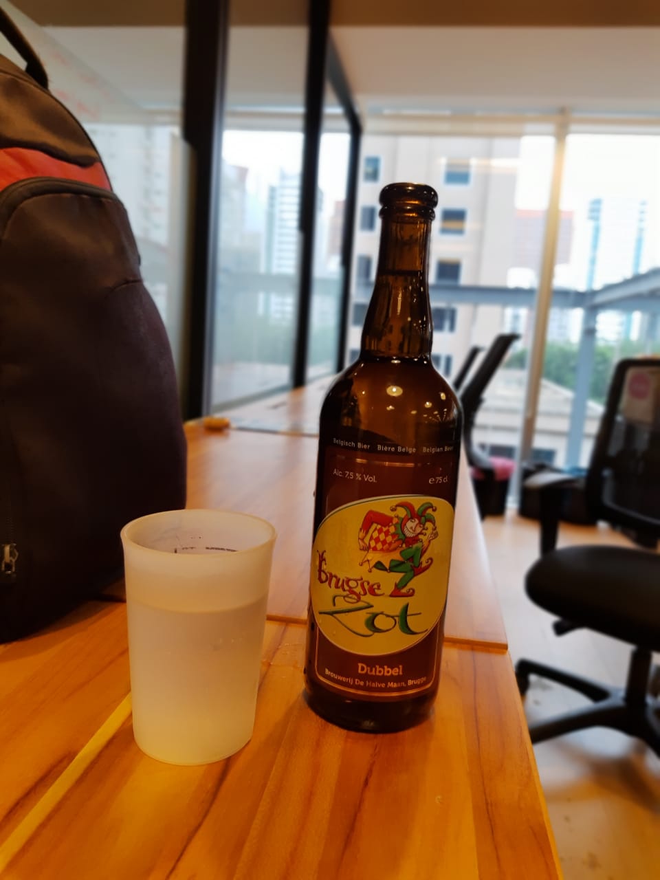 Bottle of the Bugse Zot beer fulfilled by water